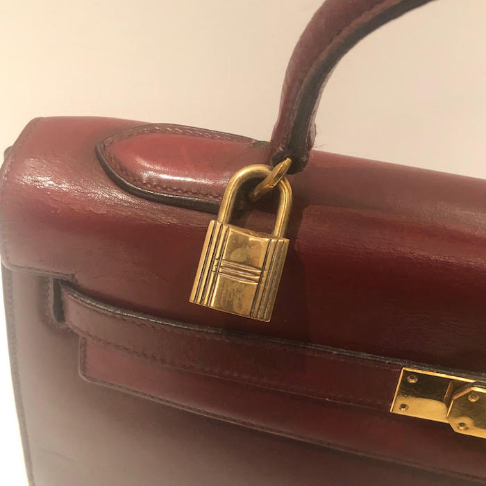 HERMES Kelly 32 Dark Brown Box Calf Leather Gold Hardware Excellent  Condition - Chelsea Vintage Couture