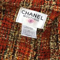 CHANEL 1998 Orange & Beige Wool Tweed Vintage Skirt Suit