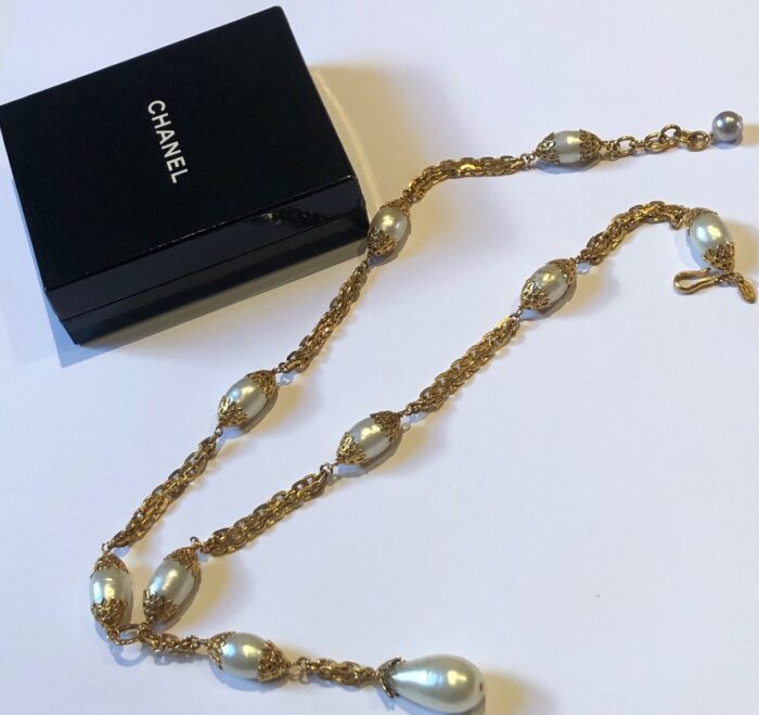 CHANEL 1996 Double Strand Pearls Chain Necklace W/Pendant - Decorative Fair