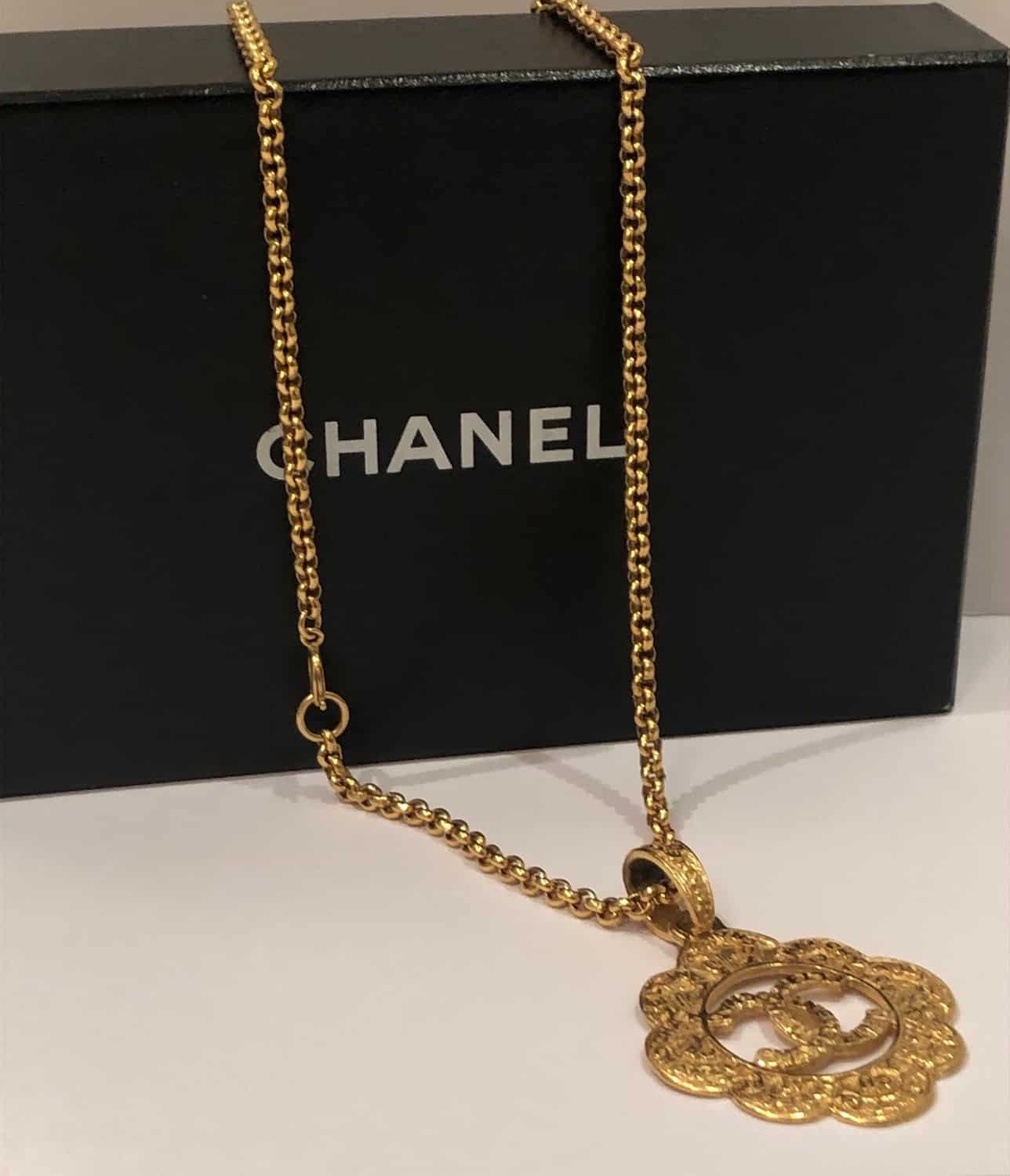 Chanel Vintage CC Logo Cutout Round Pendant Necklace