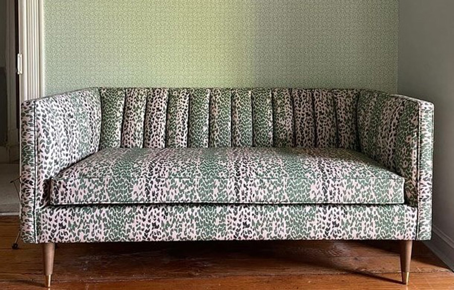 Parker and Jules Leopard design as a textile, in Emerald Green colourway
