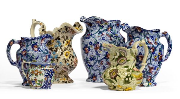 chintzware English pottery jugs, 19th and 20th century. Sue Norman Blue & White, Linda Jackson.